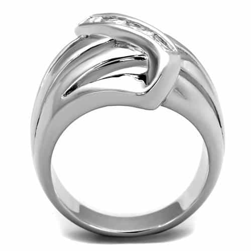 Brass Multi-Band CZ Baguette Swirl Ring | The Stainless Jewelry view 3