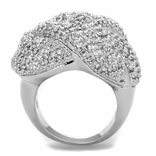 Brass CZ Pavé Rose Flower Dome Ring | The Stainless Jewelry view 7