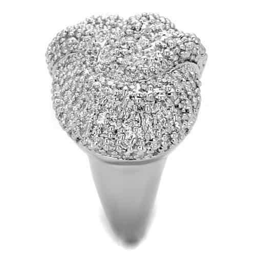 Brass CZ Pavé Rose Flower Dome Ring | The Stainless Jewelry view 8