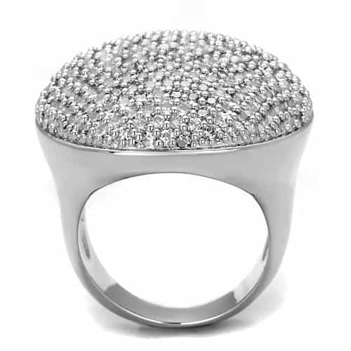 Brass Micro Pavé Dome Ring Clear | The Stainless Jewelry view 3