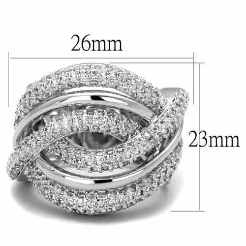 Brass CZ Pavé Crossover Interlock Wide Ring view 6