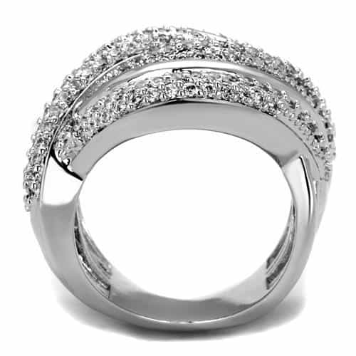 Brass CZ Pavé Crossover Interlock Wide Ring view 3
