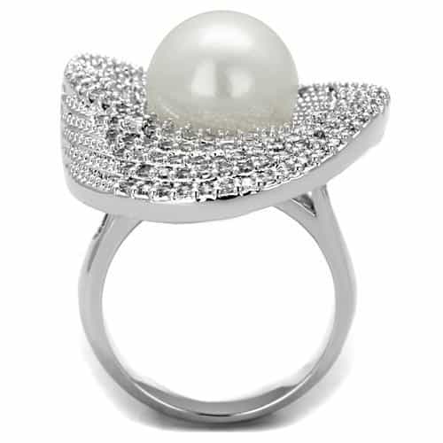 Brass Pearl CZ Pave Dome Ring | The Stainless Jewelry view 7