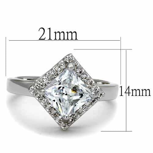 Brass CZ Princess Halo Ring | The Stainless Jewelry view 6