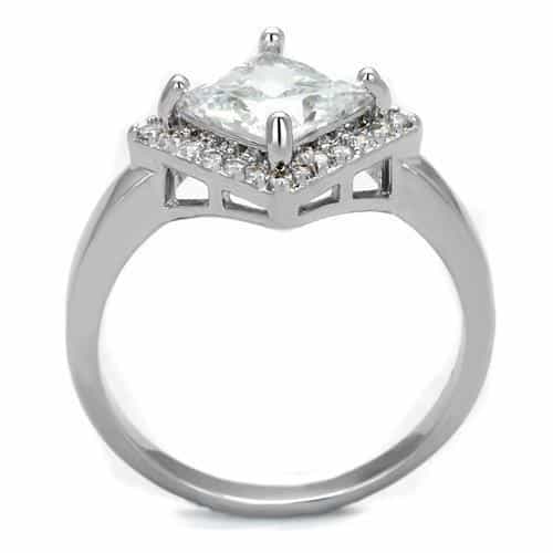 Brass CZ Princess Halo Ring | The Stainless Jewelry view 3