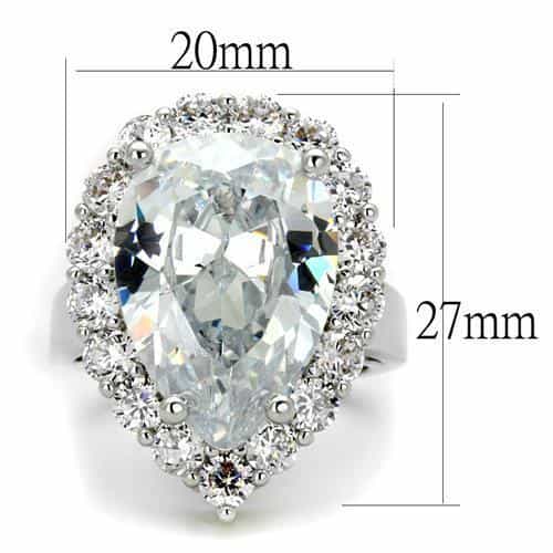 Brass CZ Pear Halo Cocktail Ring | The Stainless Jewelry view 6