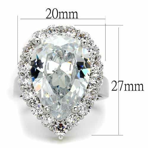 Brass CZ Pear Halo Cocktail Ring | The Stainless Jewelry view 2