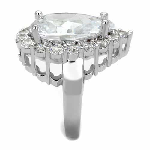 Brass CZ Pear Halo Cocktail Ring | The Stainless Jewelry view 4