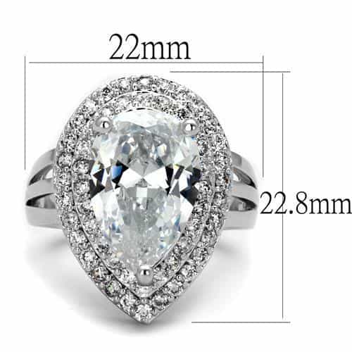Brass CZ Pear Double Halo Heart Ring | The Stainless Jewelry view 6