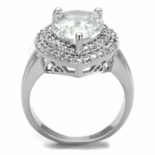 Brass CZ Pear Double Halo Heart Ring | The Stainless Jewelry view 7