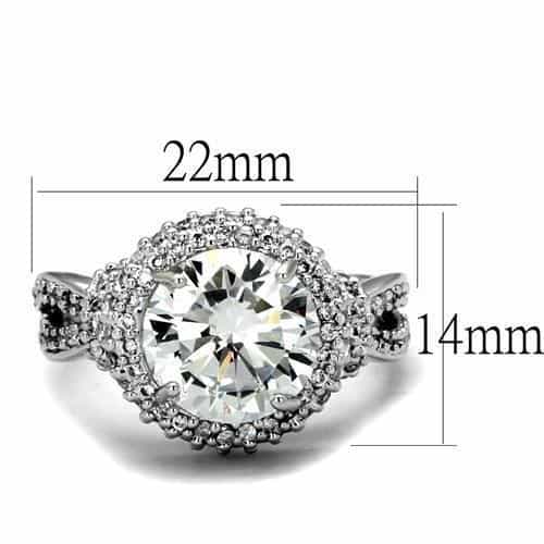 Brass CZ Heart Double Halo Split Shank Ring view 6