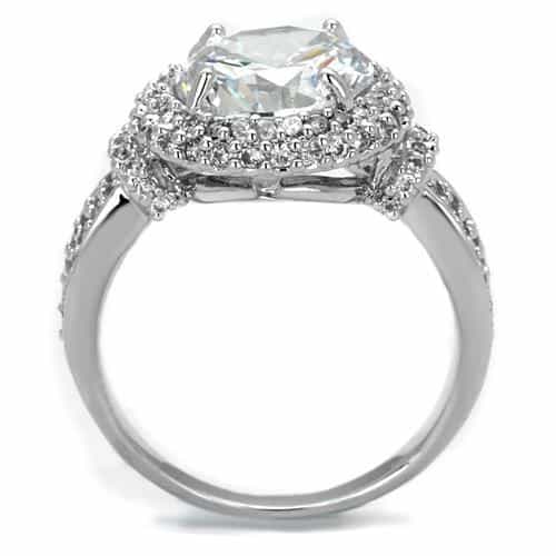 Brass CZ Heart Double Halo Split Shank Ring view 7
