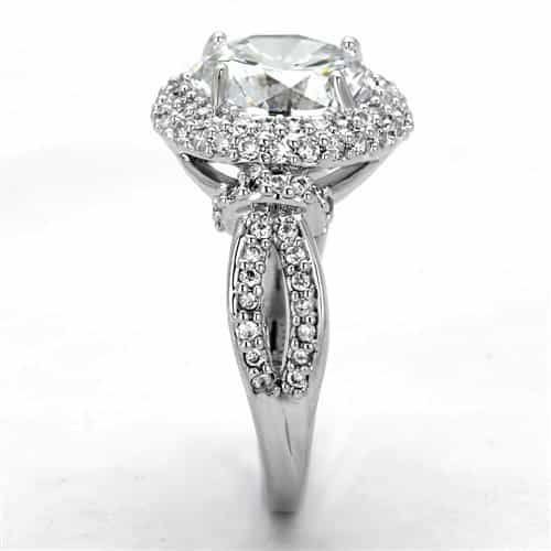 Brass CZ Heart Double Halo Split Shank Ring view 8