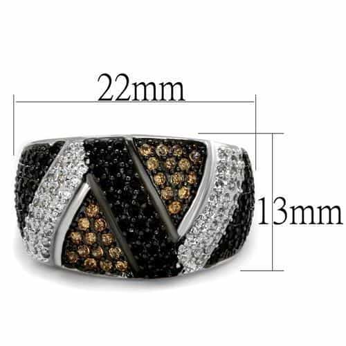 Brass Black Champagne CZ Crossover Geometric Ring view 6