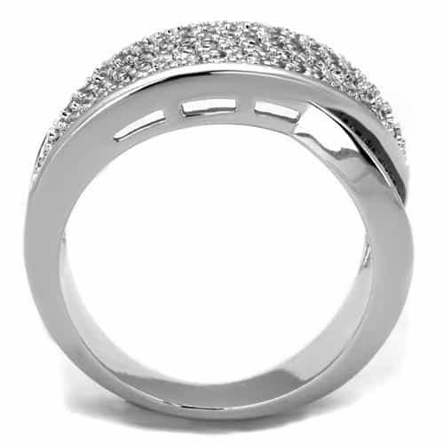 Brass Black White CZ Pavé Crossover Wide Ring view 3