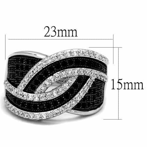 Brass Black Champagne White CZ Interlock Wide Ring view 6
