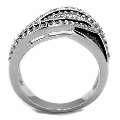 Brass Black Champagne White CZ Interlock Wide Ring view 7