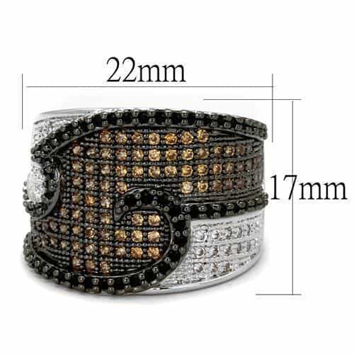 Brass Black Champagne White CZ Pavé Dome Ring view 2