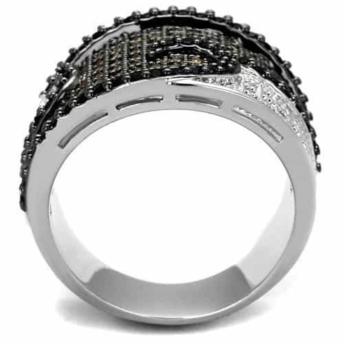 Brass Black Champagne White CZ Pavé Dome Ring view 7