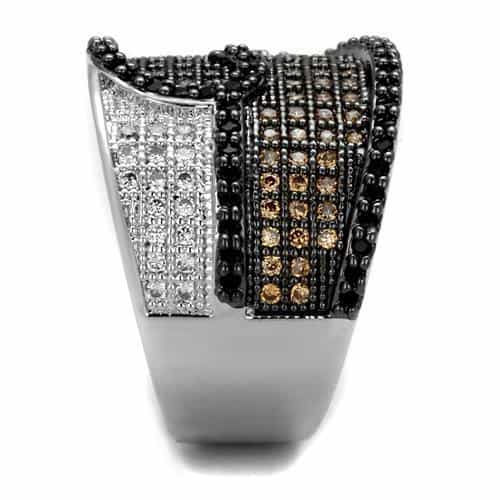 Brass Black Champagne White CZ Pavé Dome Ring view 8