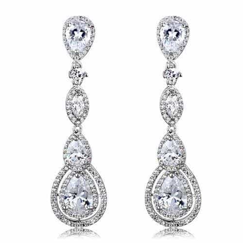 Brass CZ Necklace Earring Bracelet Set Earrings view 2