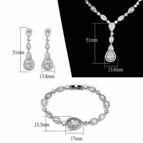 Brass CZ Necklace Earring Bracelet Set Earrings view 5