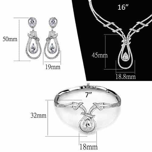 Brass CZ Teardrop Necklace Earring Set Earrings view 5