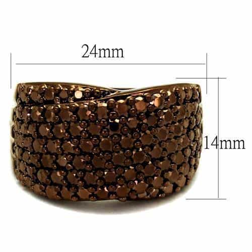 Brass Coffee CZ Pavé Wide Dome Ring | The Stainless Jewelry view 2