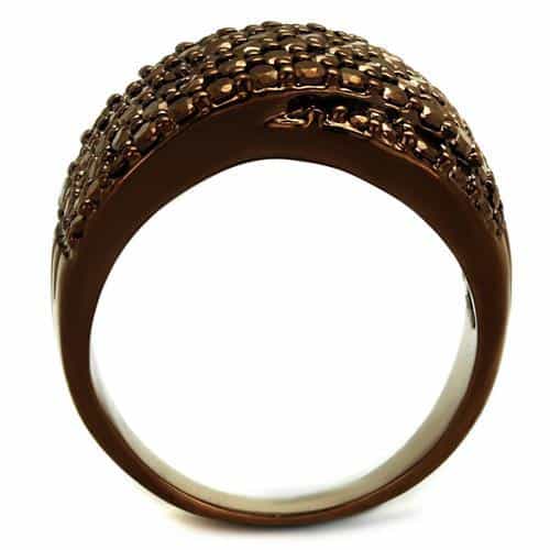 Brass Coffee CZ Pavé Wide Dome Ring | The Stainless Jewelry view 7