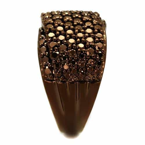 Brass Coffee CZ Pavé Wide Dome Ring | The Stainless Jewelry view 8