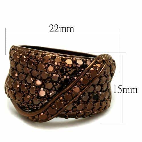 Brass Coffee CZ Pavé Crossover Dome Ring | The Stainless Jewelry view 6