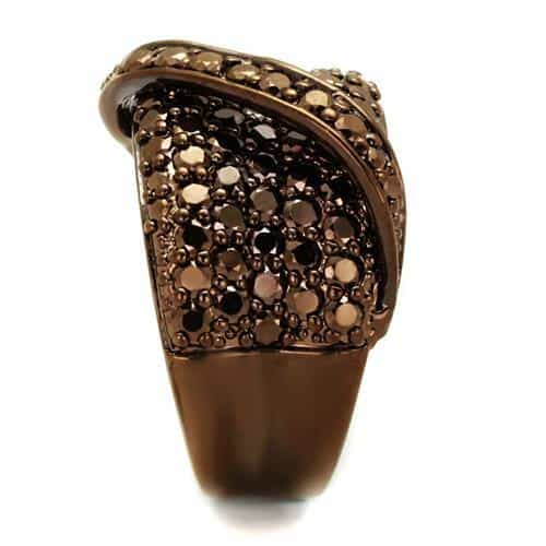 Brass Coffee CZ Pavé Crossover Dome Ring | The Stainless Jewelry view 8