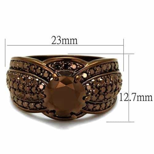 Brass Coffee CZ Round Split Shank Ring | The Stainless Jewelry view 6