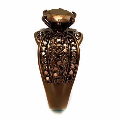 Brass Coffee CZ Round Split Shank Ring | The Stainless Jewelry view 8