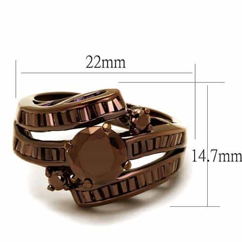 Brass Coffee CZ Cushion Channel Ring | The Stainless Jewelry view 2