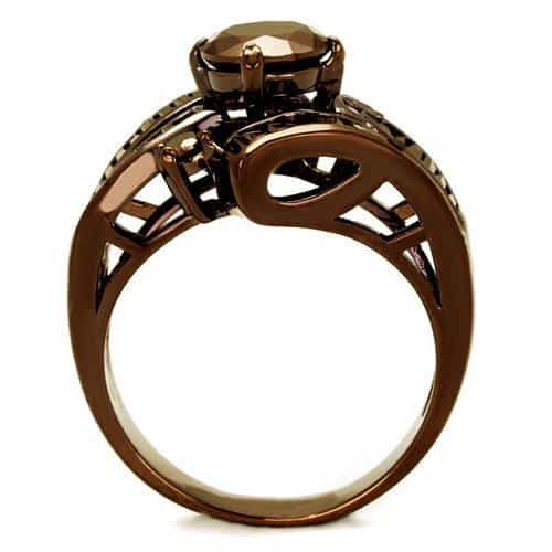 Brass Coffee CZ Cushion Channel Ring | The Stainless Jewelry view 7