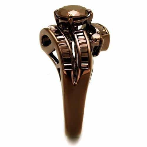 Brass Coffee CZ Cushion Channel Ring | The Stainless Jewelry view 8