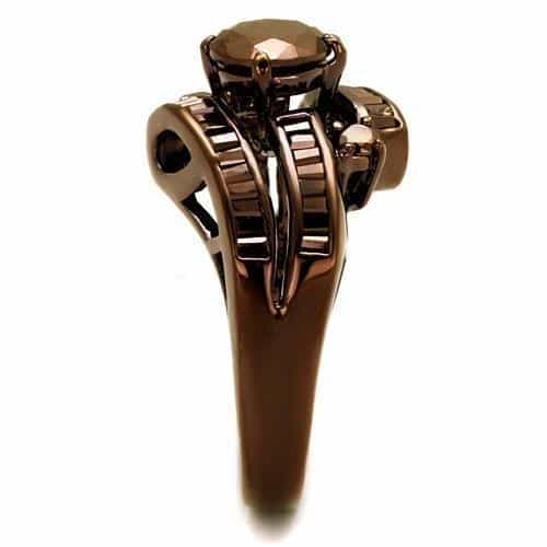 Brass Coffee CZ Cushion Channel Ring | The Stainless Jewelry view 4