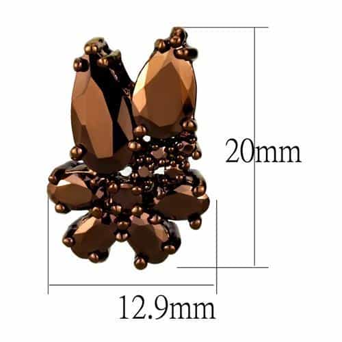 Brass Coffee CZ Pear Cluster Drop Ring | The Stainless Jewelry view 2