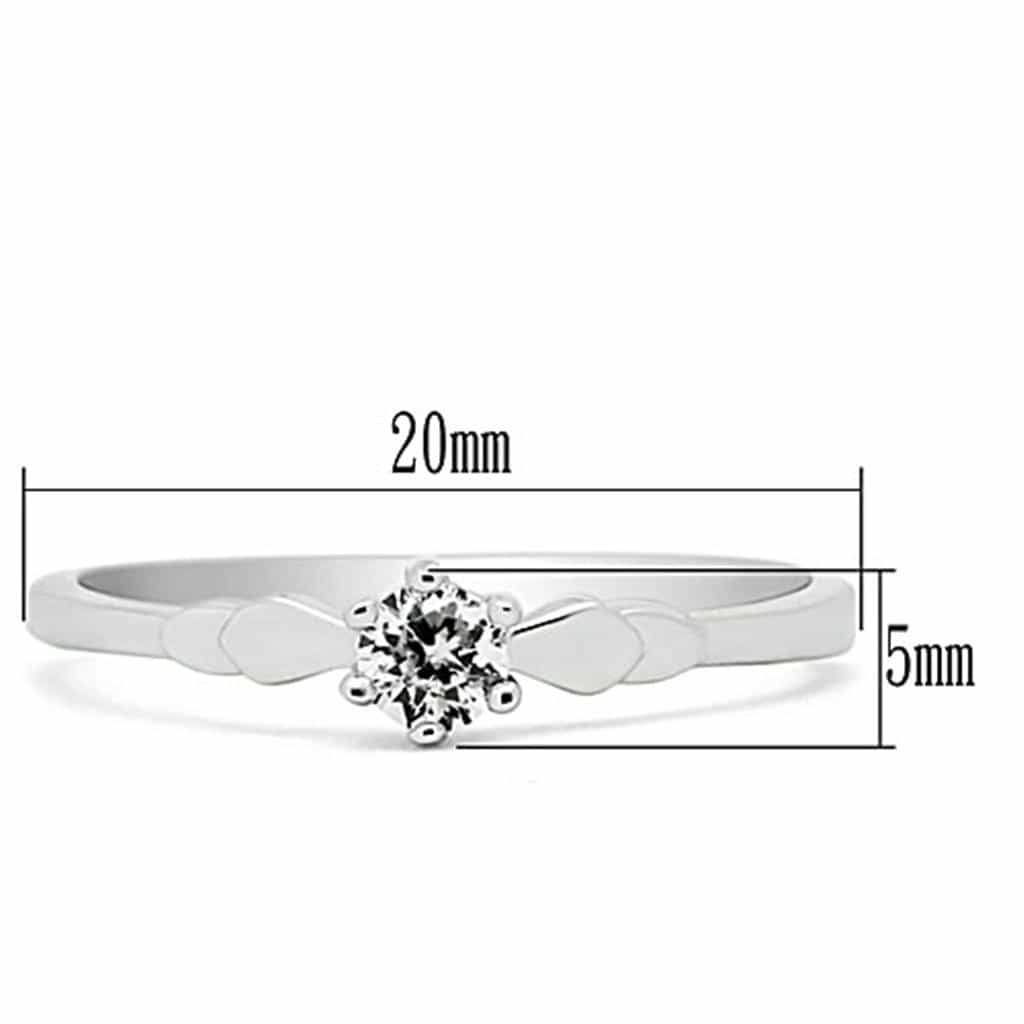 Brass CZ Round Solitaire Slim Band Ring 3W110 view 6