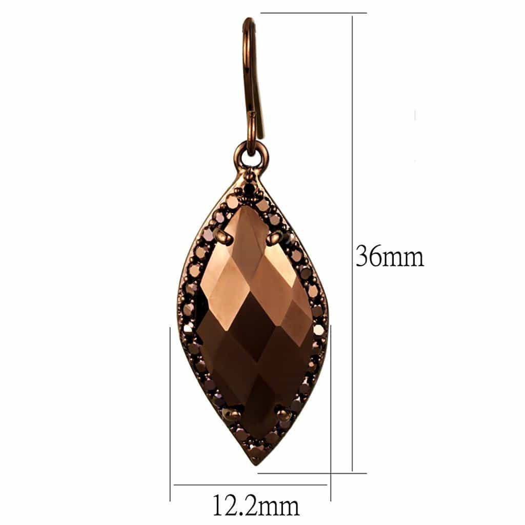 Brass Coffee CZ Marquise Drop Hook Earrings view 2