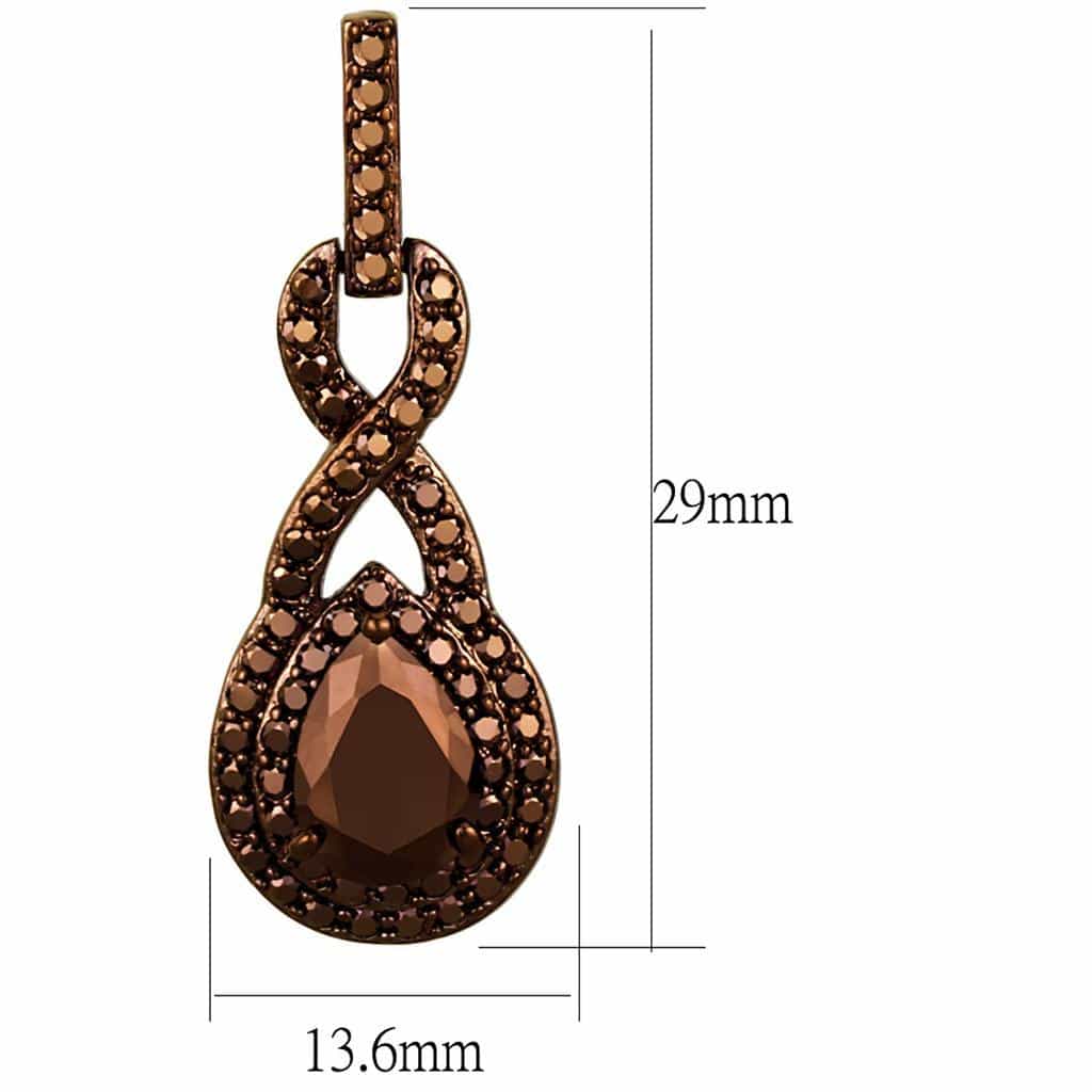 Brass Coffee CZ Infinity Pear Drop Earrings view 2