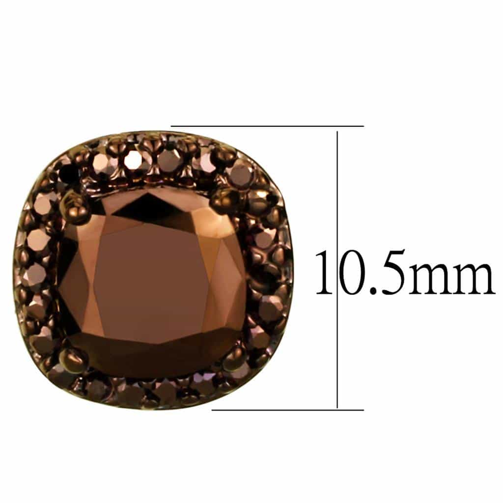 Brass Coffee CZ Cushion Halo Stud Earrings view 2