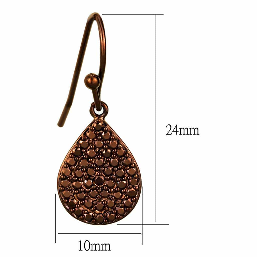 Brass Coffee CZ Pavé Pear Drop Hook Earrings view 2