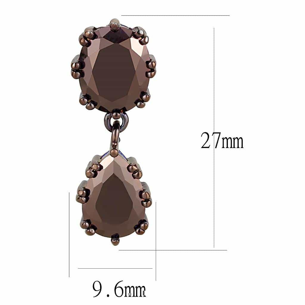 Brass Smoky Quartz Double Drop Earrings | The Stainless Jewelry view 2