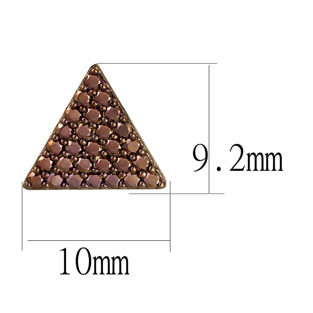 Brass Coffee CZ Pyramid Stud Ring | The Stainless Jewelry view 2