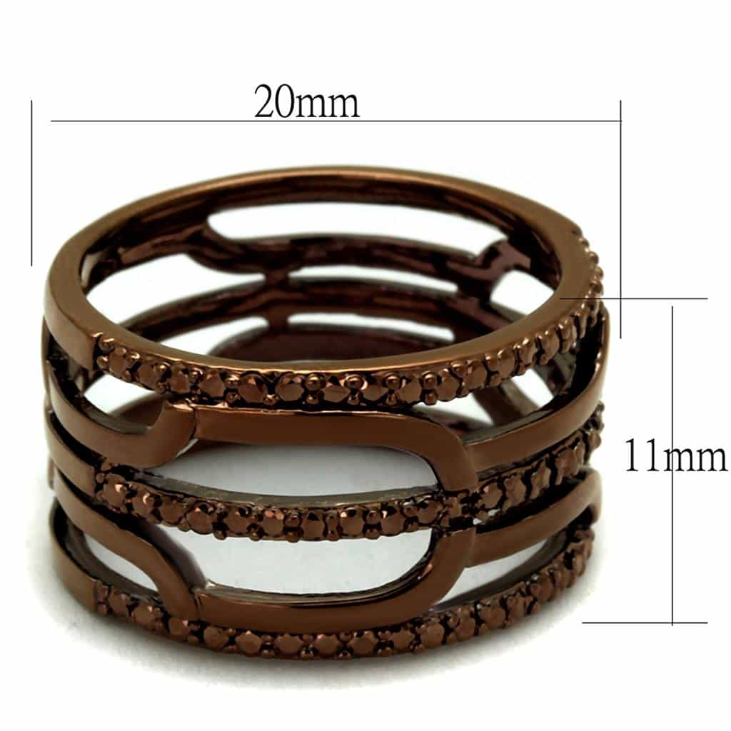 Brass Coffee CZ Open Multi-Band Cage Ring | The Stainless Jewelry view 6