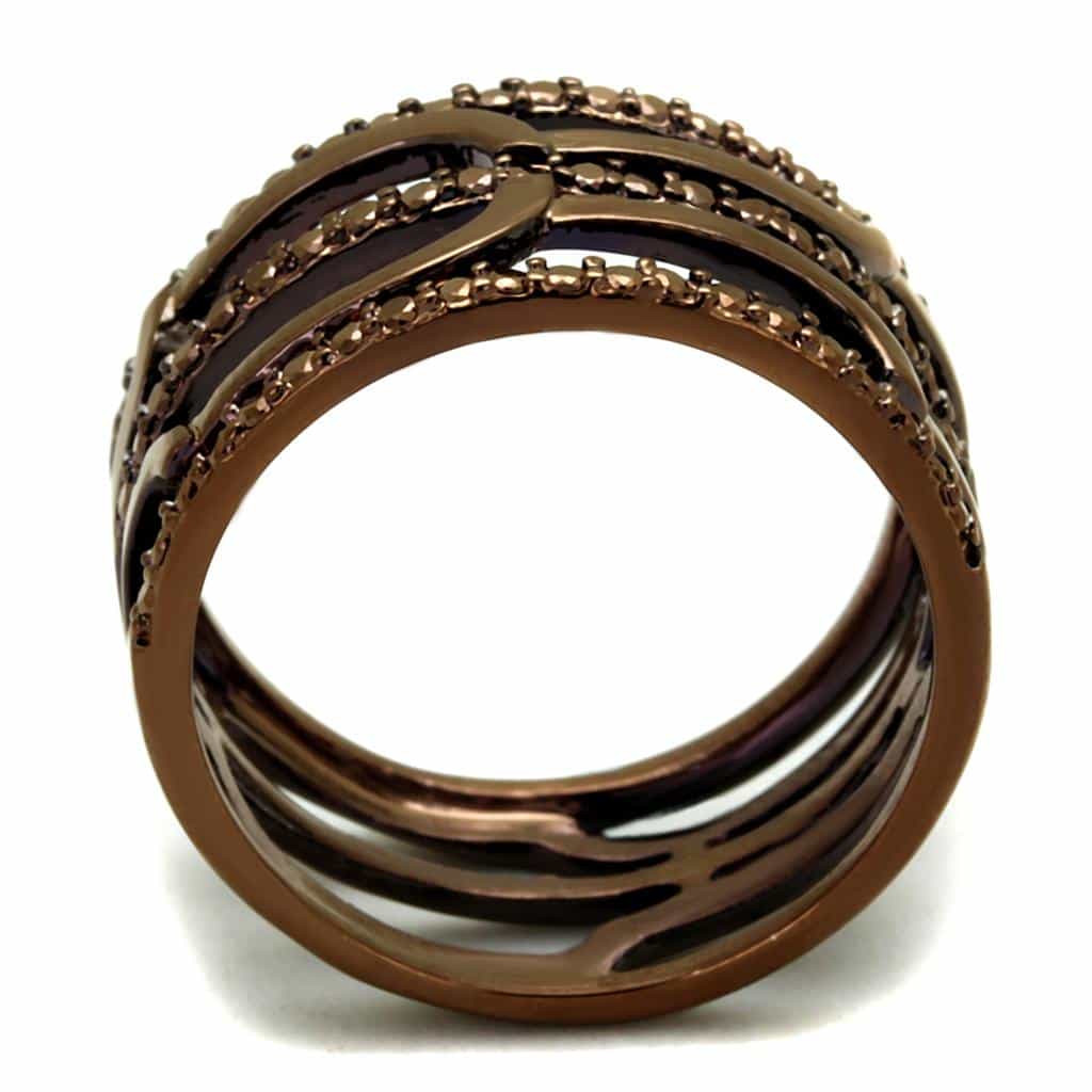 Brass Coffee CZ Open Multi-Band Cage Ring | The Stainless Jewelry view 7