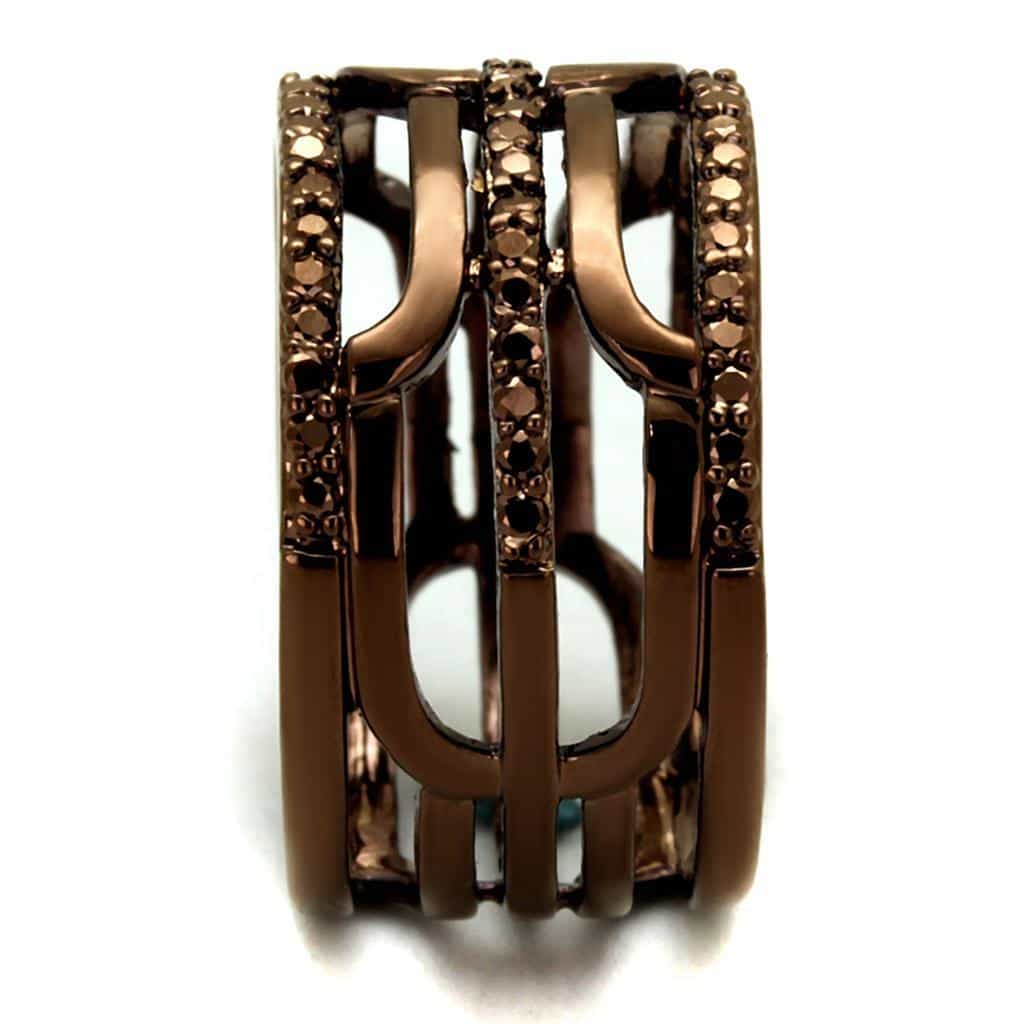 Brass Coffee CZ Open Multi-Band Cage Ring | The Stainless Jewelry view 4