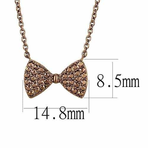 Brass Coffee CZ Pavé Bow Pendant | The Stainless Jewelry view 4